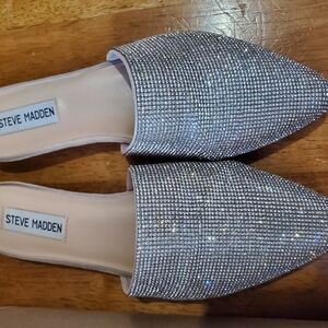 Steve Madden Silver Rhinestone Mules